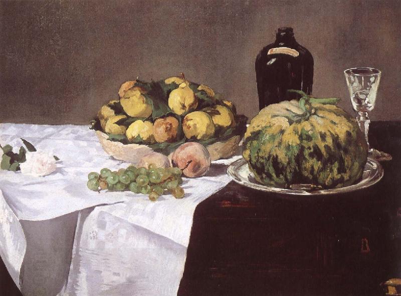 Edouard Manet Stilleben with melon and peaches oil painting picture